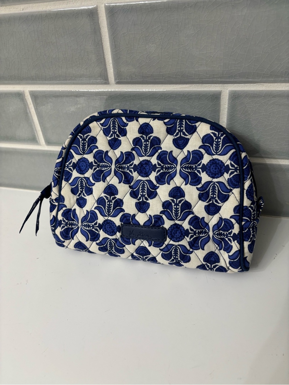 Vera Bradley Cosmetic Bag Blue Floral Quilted
